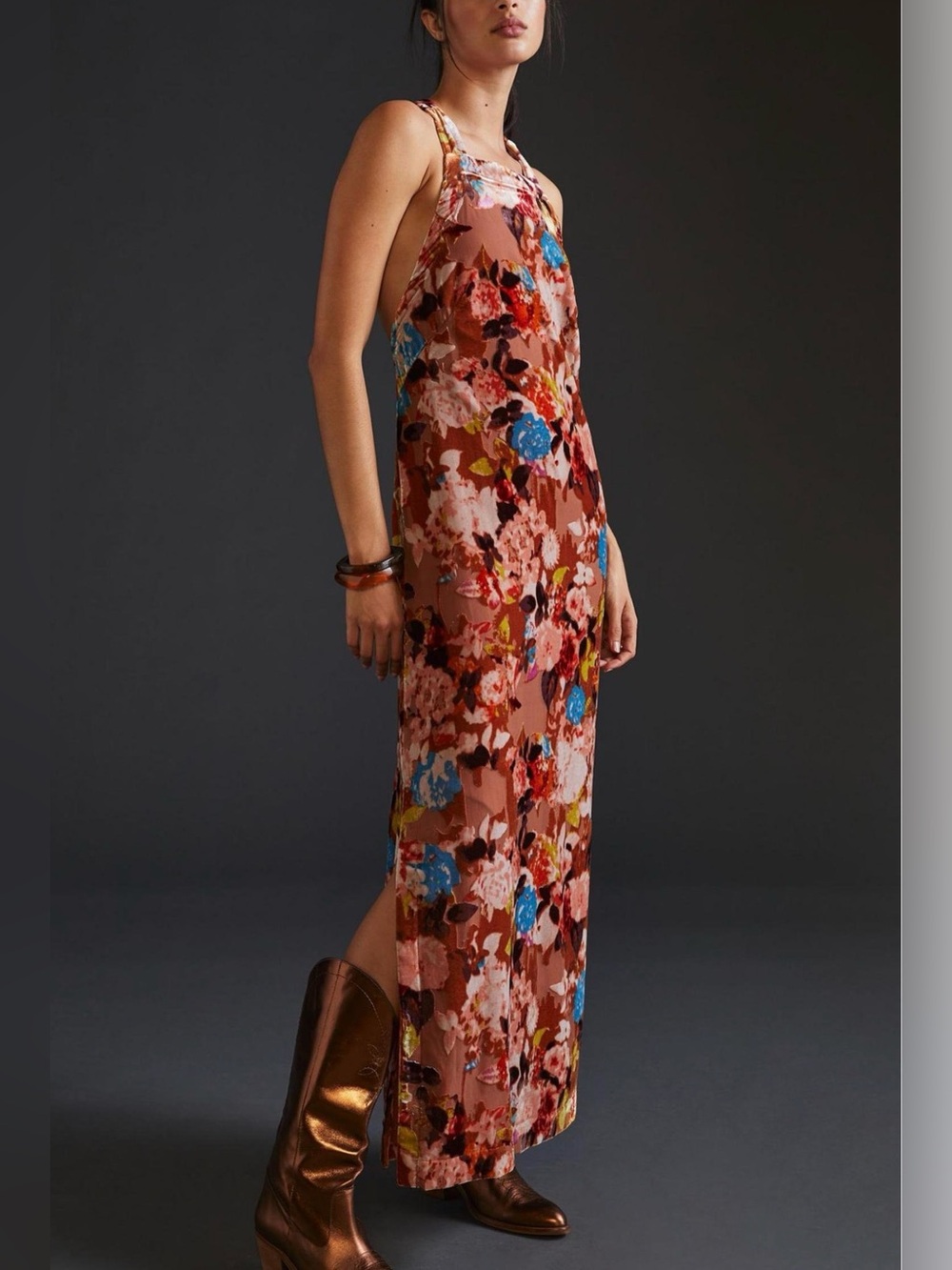 Anthropologie Halter Velvet Maxi Dress 1X $220